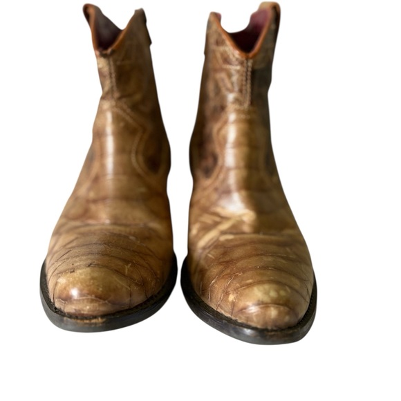 Italian Progetto Verio Cuoio Women’s Tan Snake Skin Booties Sz 38 - Picture 3 of 8